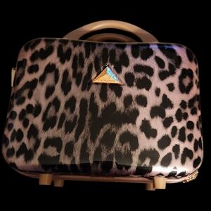 Triforce Black and Cream Animal Print Travel  Cosmetic Case ● EUC